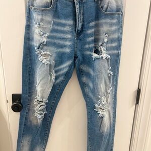 SHEIN Distressed Blue Jeans for Men